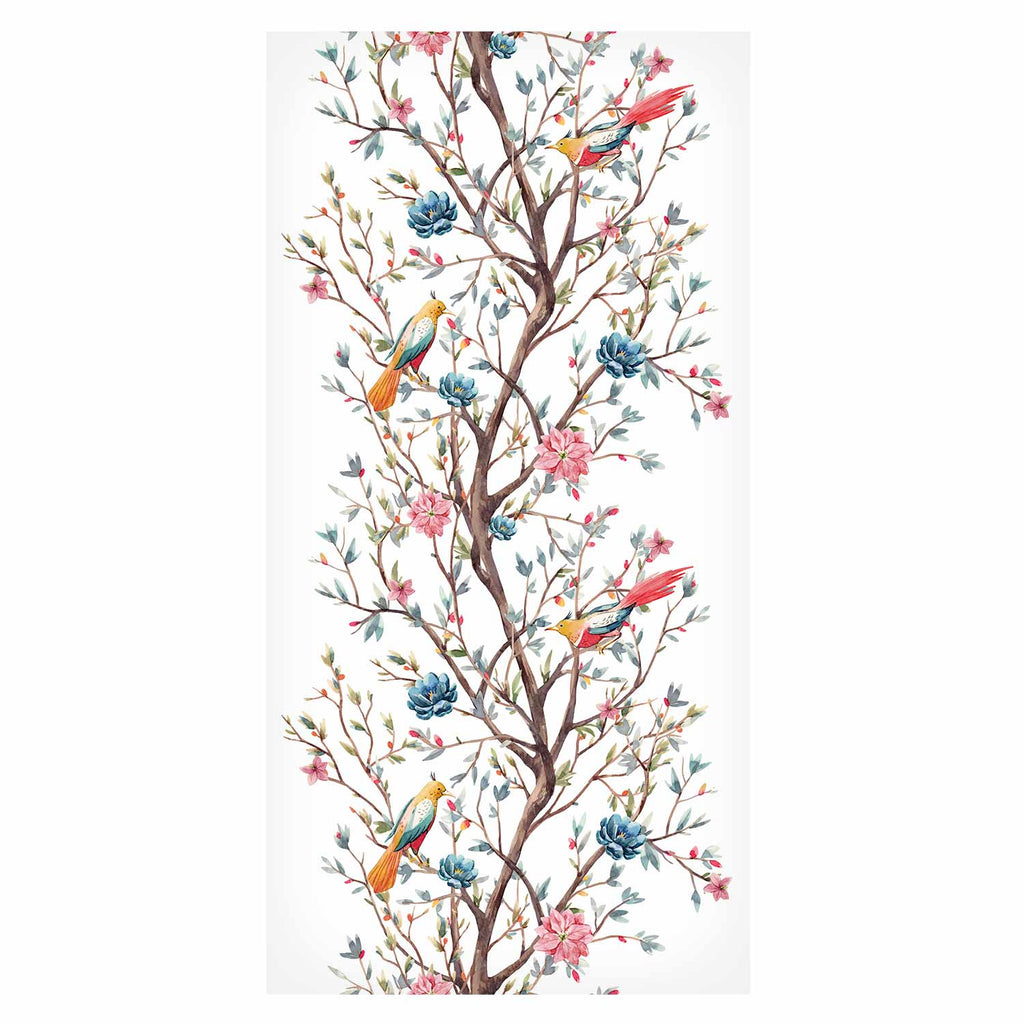 Birds on Flowering Twig Nature Wallpaper