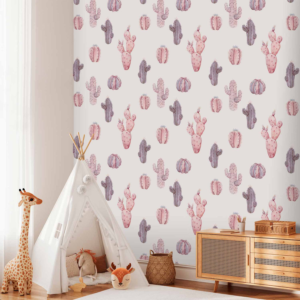 Pink Cacti Nature Wallpaper