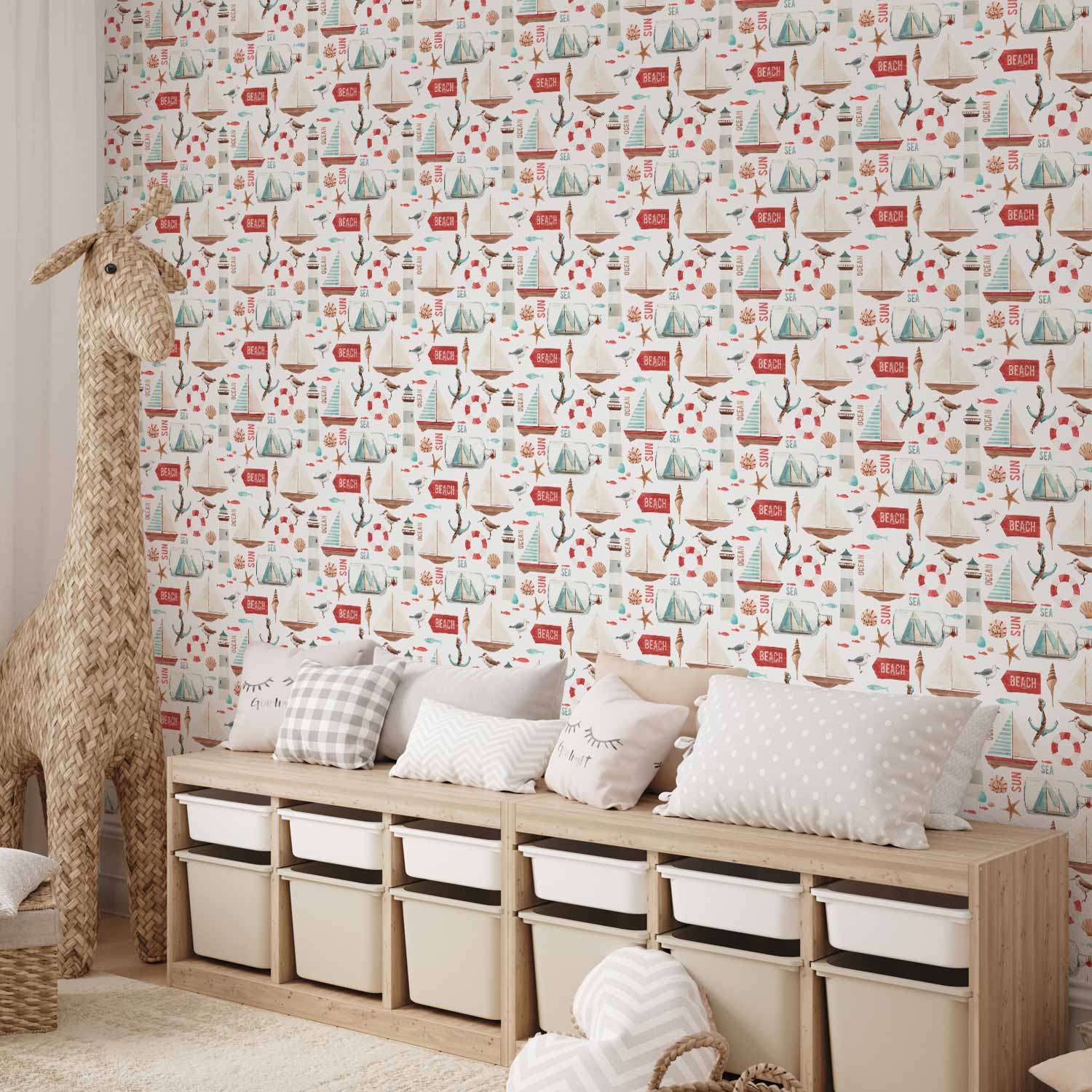 Holiday Cruise Fish and Inscription Kids Wallpaper