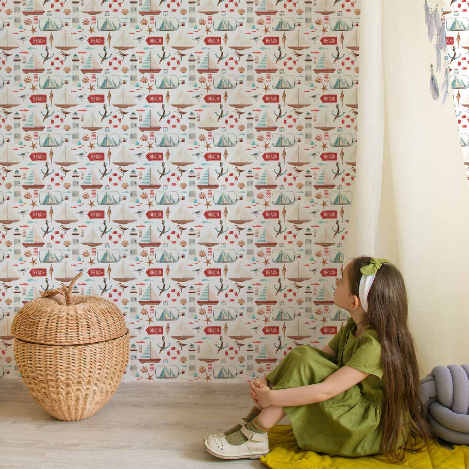 Holiday Cruise Fish and Inscription Kids Wallpaper