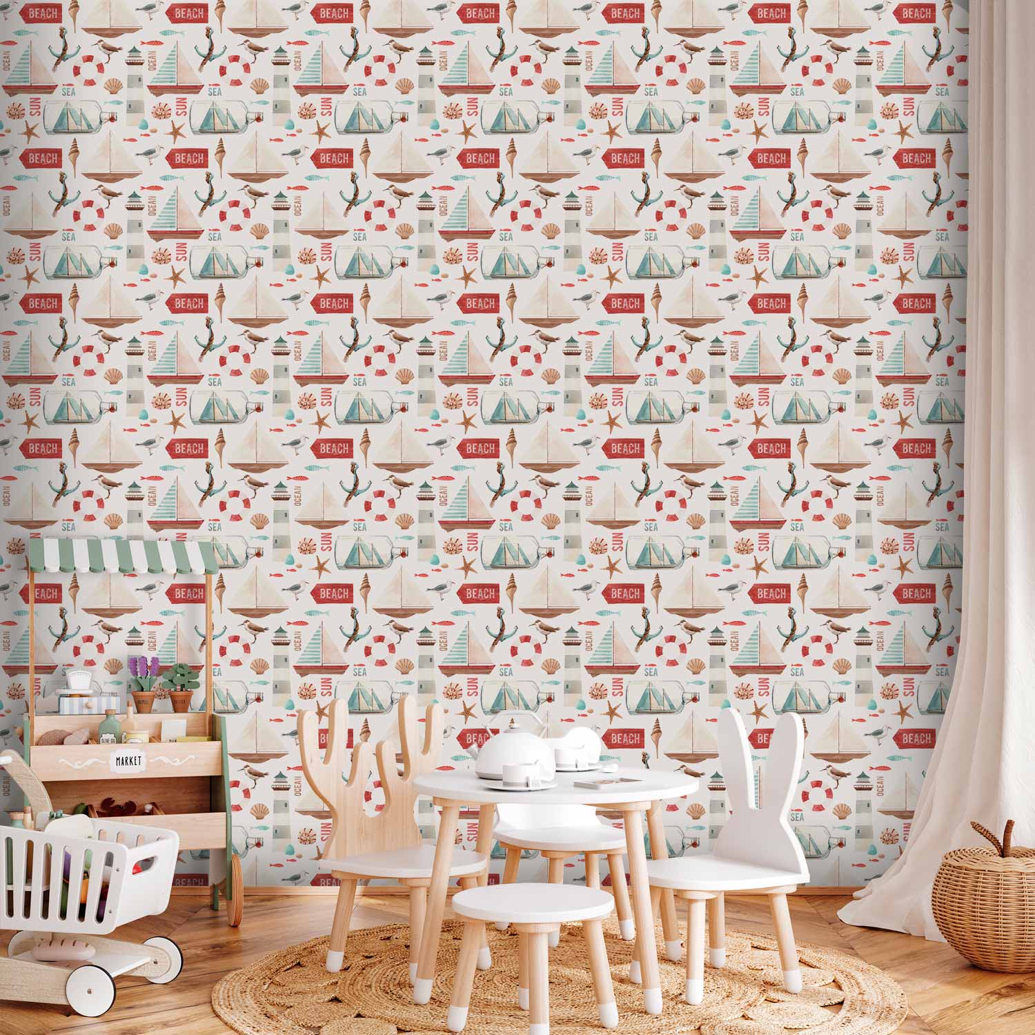 Holiday Cruise Fish and Inscription Kids Wallpaper