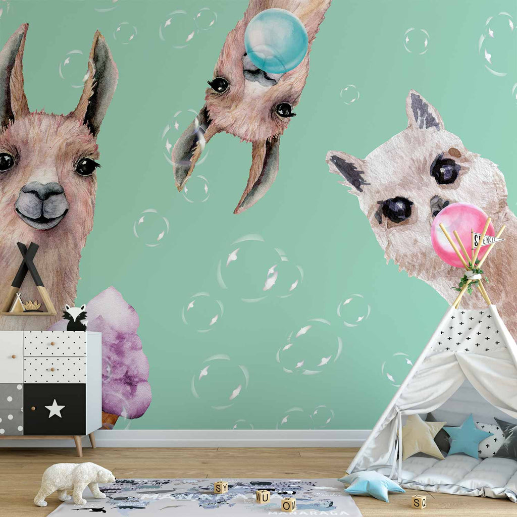 Crazy Llamas Funny Wall Mural