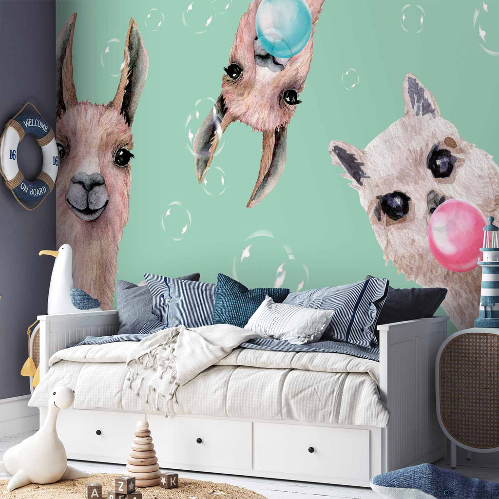 Crazy Llamas Funny Wall Mural