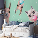 Crazy Llamas Funny Wall Mural