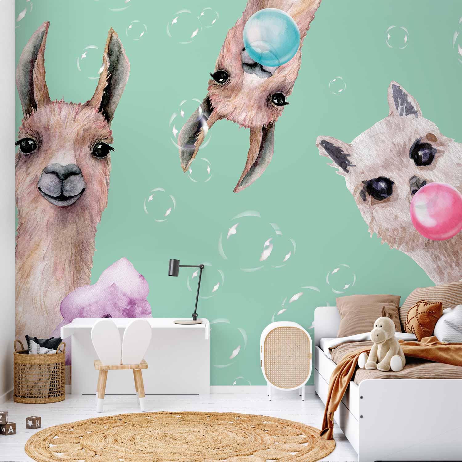 Crazy Llamas Funny Wall Mural