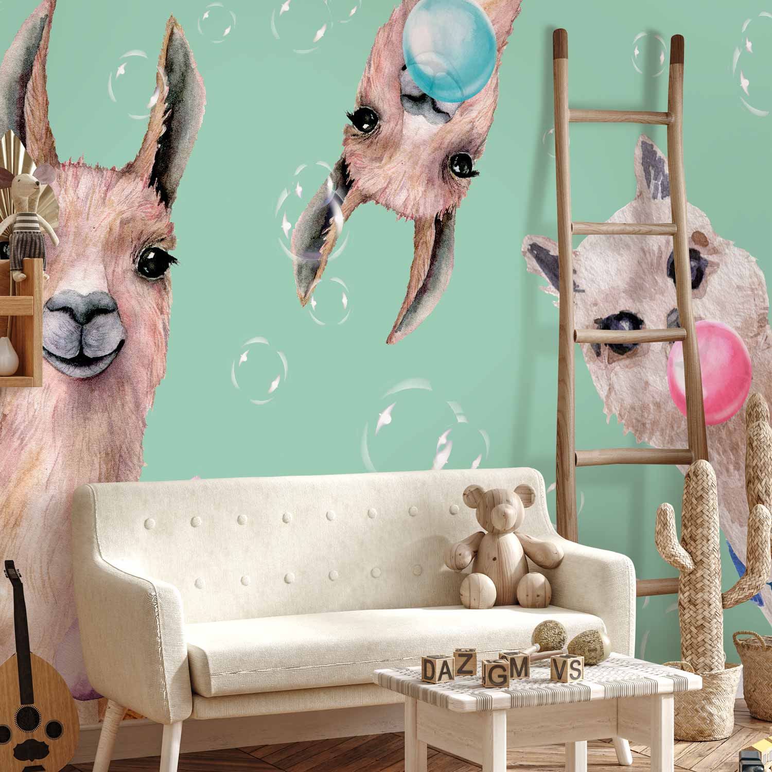 Crazy Llamas Funny Wall Mural