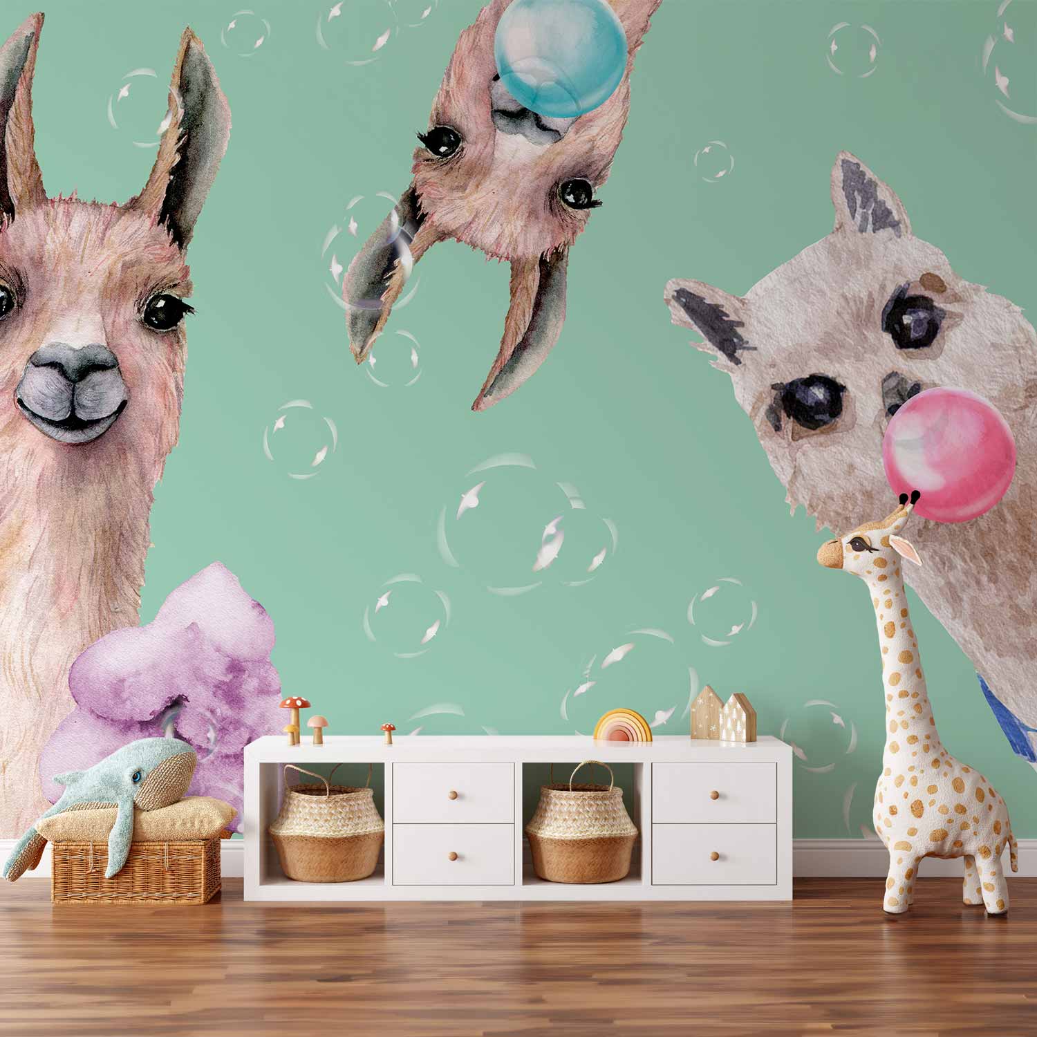 Crazy Llamas Funny Wall Mural
