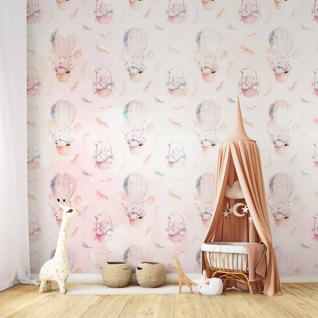 Wall Mural for Children - Feathers and Hares Theme