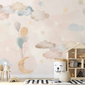 Fairy Tale Sky Moon Clouds Balloons Wall Mural