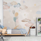 Fairy Tale Sky Moon Clouds Balloons Wall Mural