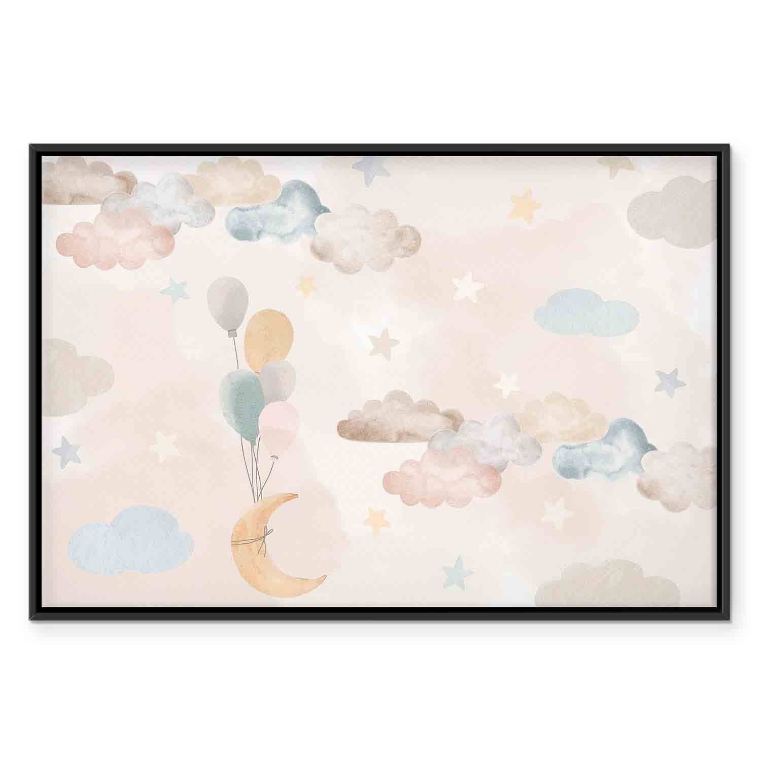 Pastel Moon and Balloons Fantasy Canvas Print