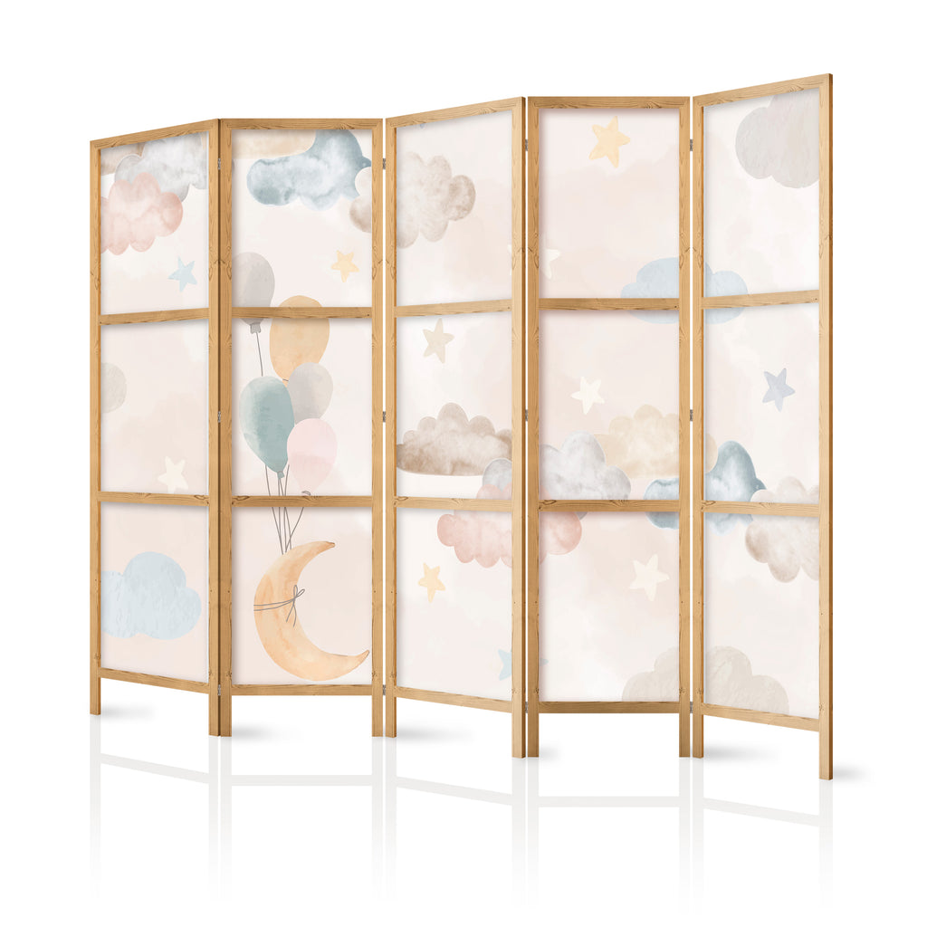 Japanese Room Divider with Fairy-Tale Moon motif on beige background