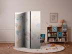 Room Divider with Fairy Tale Moon - Soft Moon, Balloons, Clouds and Stars on Beige