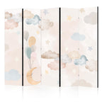 Room Divider - Fairy-Tale Moon with Balloons in Subtle Colors