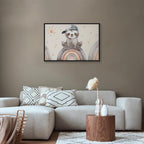Canvas Print: Happy Sloth on Rainbow with Stars