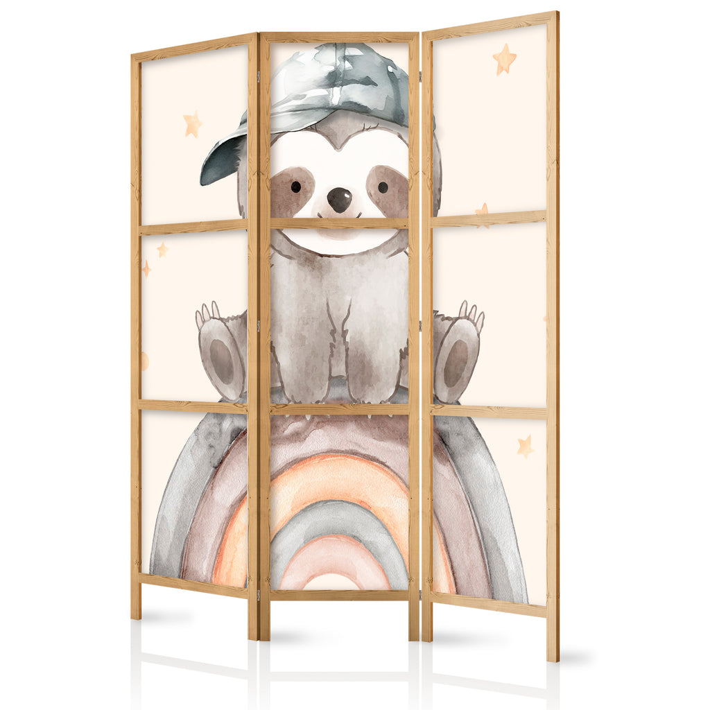 Japanese Room Divider - 3-Panel for Children - Happy Sloth