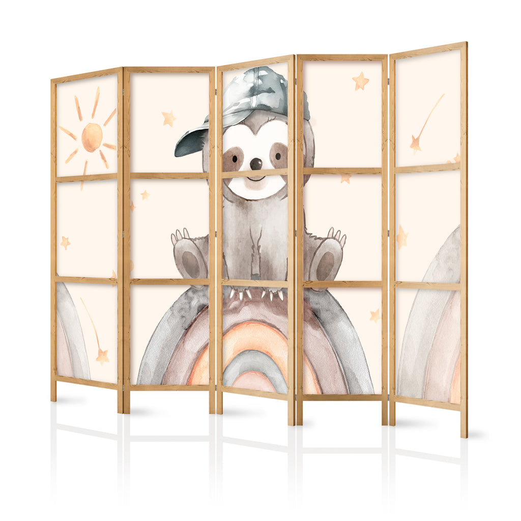 Japanese Room Divider 5-Panel for Children - Happy Sloth