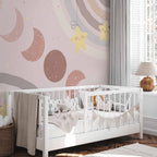 Moon Phases Stars and Rainbows Wall Mural