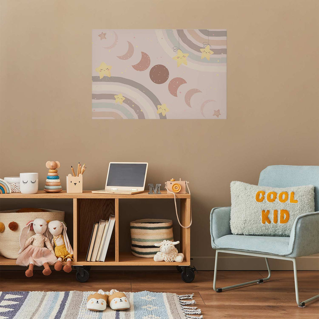 Moon Phases Rainbow Poster