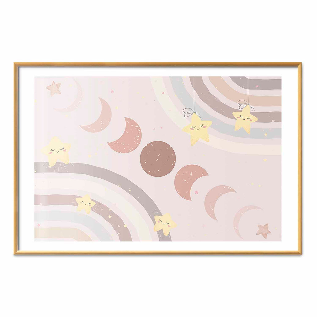 Moon Phases Rainbow Poster