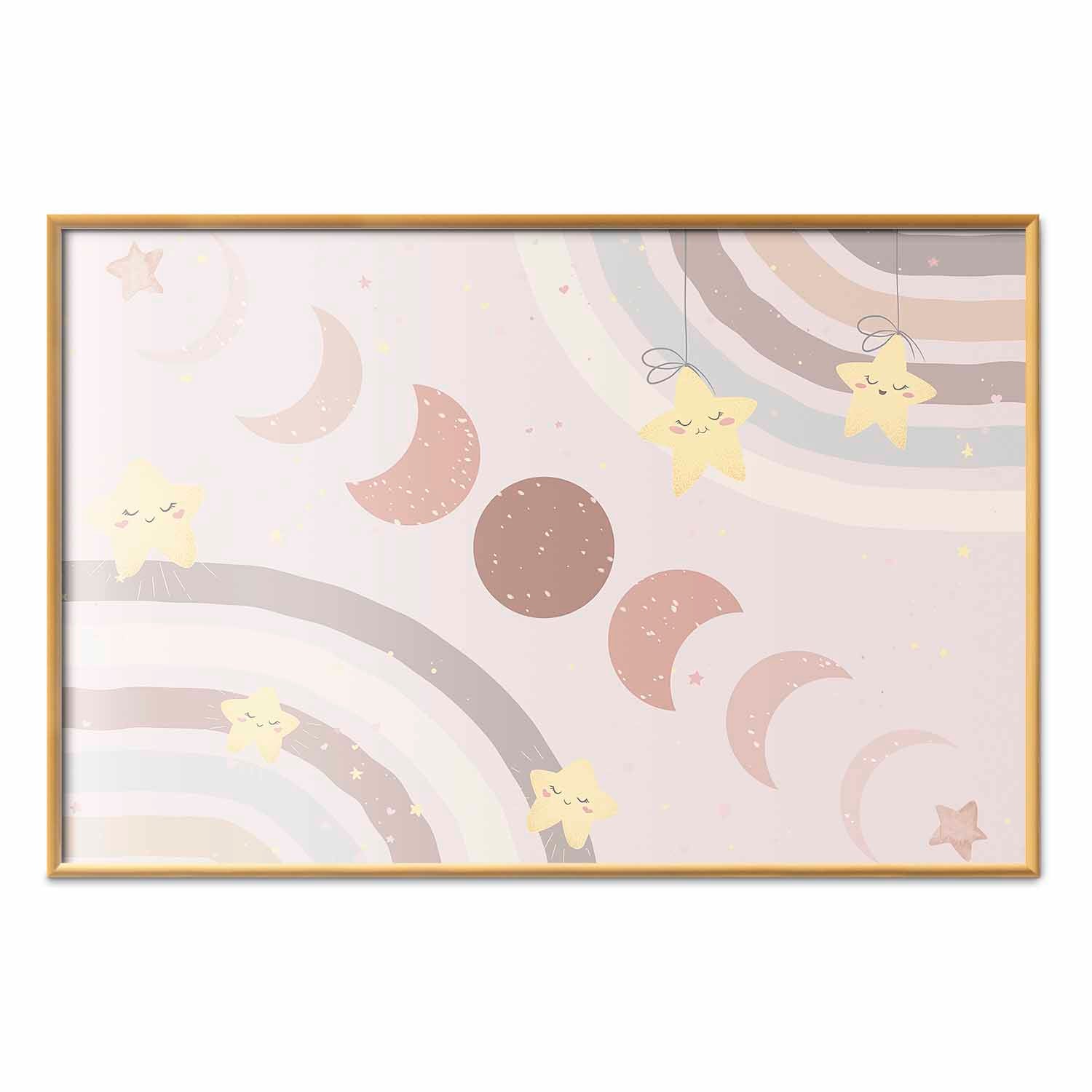 Moon Phases Rainbow Poster