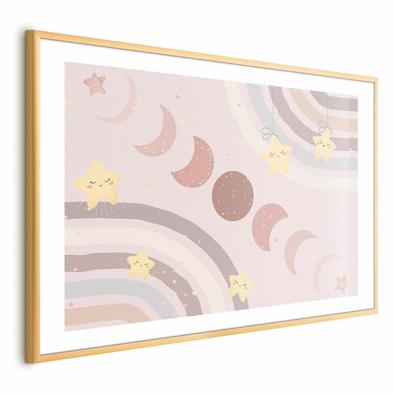 Moon Phases Rainbow Poster