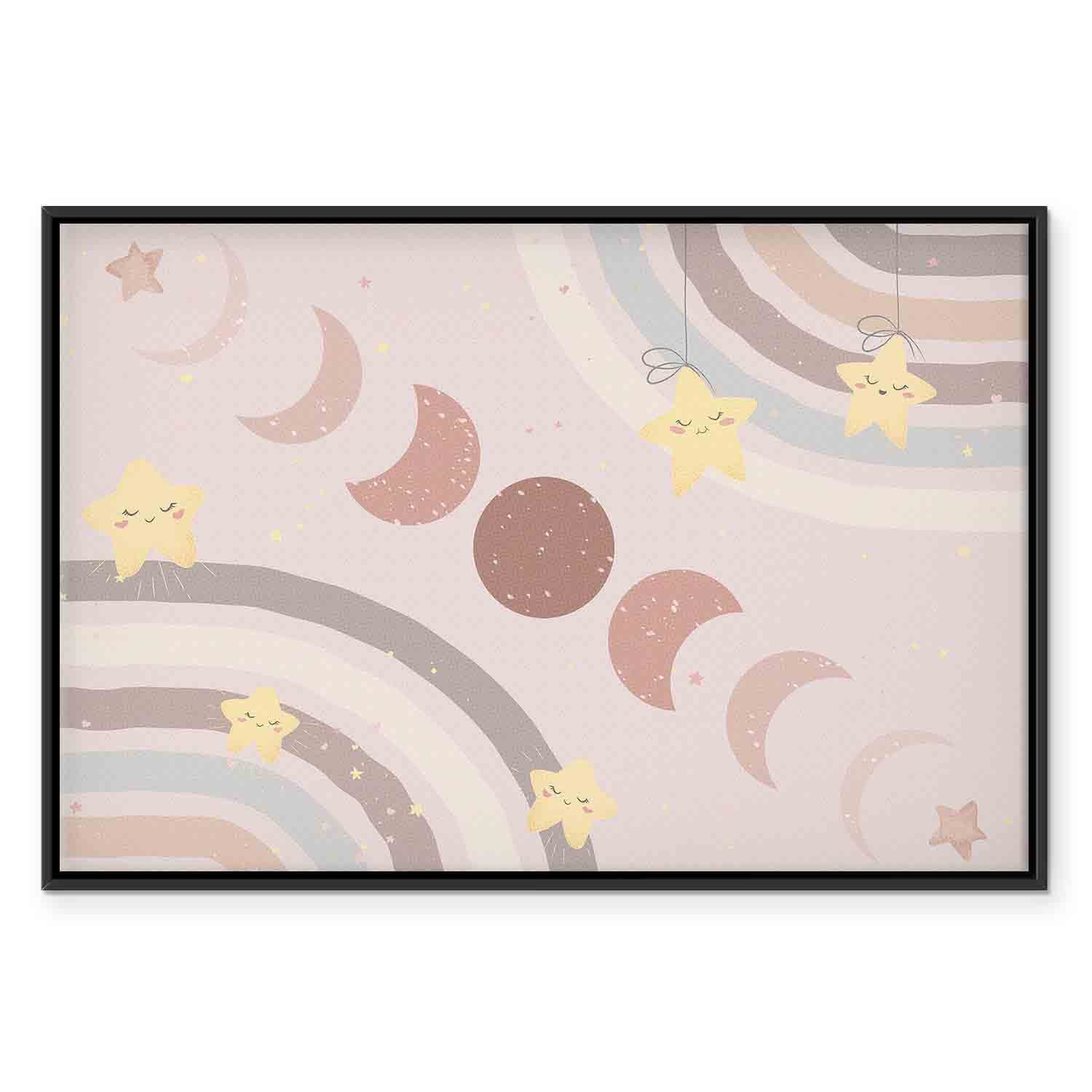 Rainbow and Moon Phases Kids Canvas Print