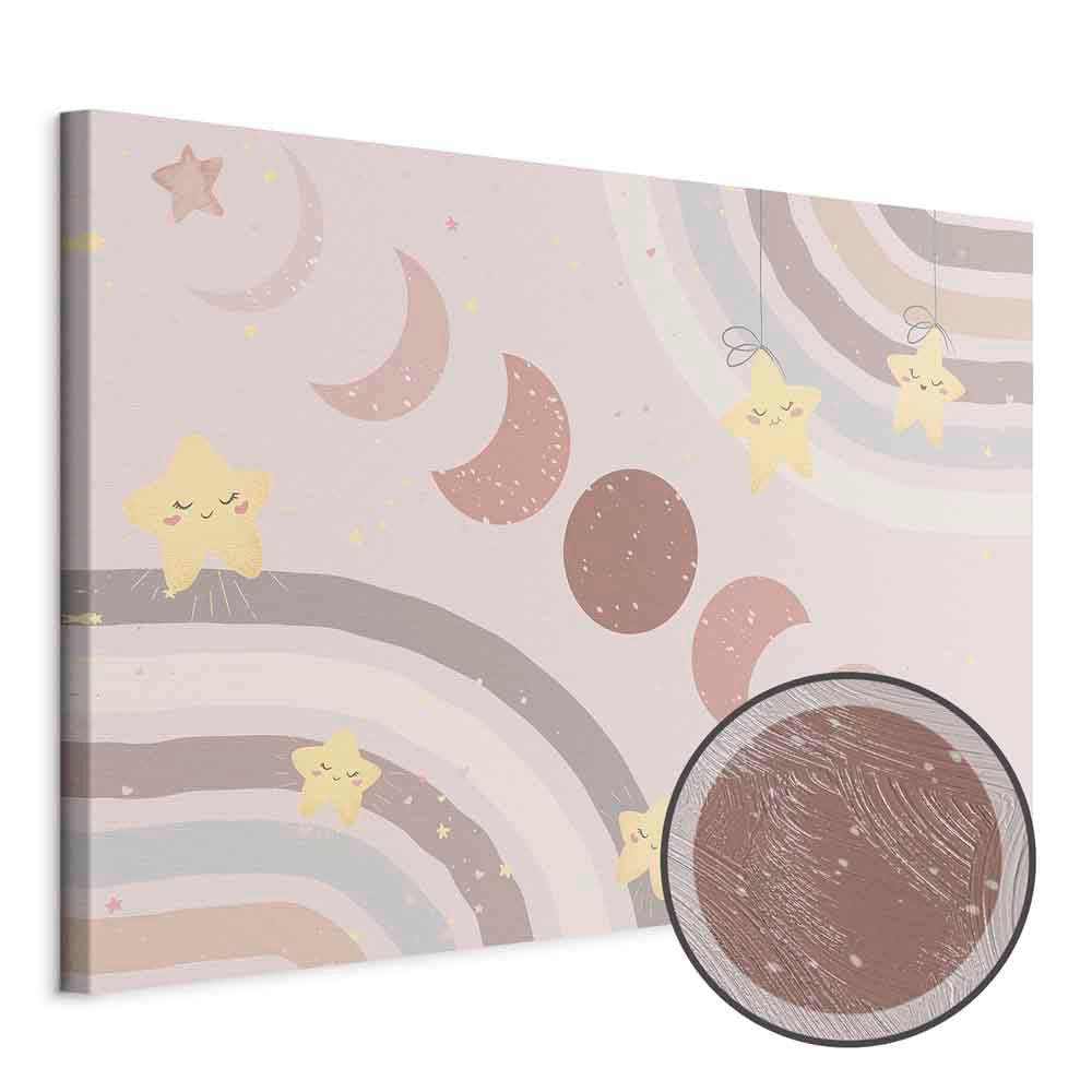 Rainbow and Moon Phases Kids Canvas Print
