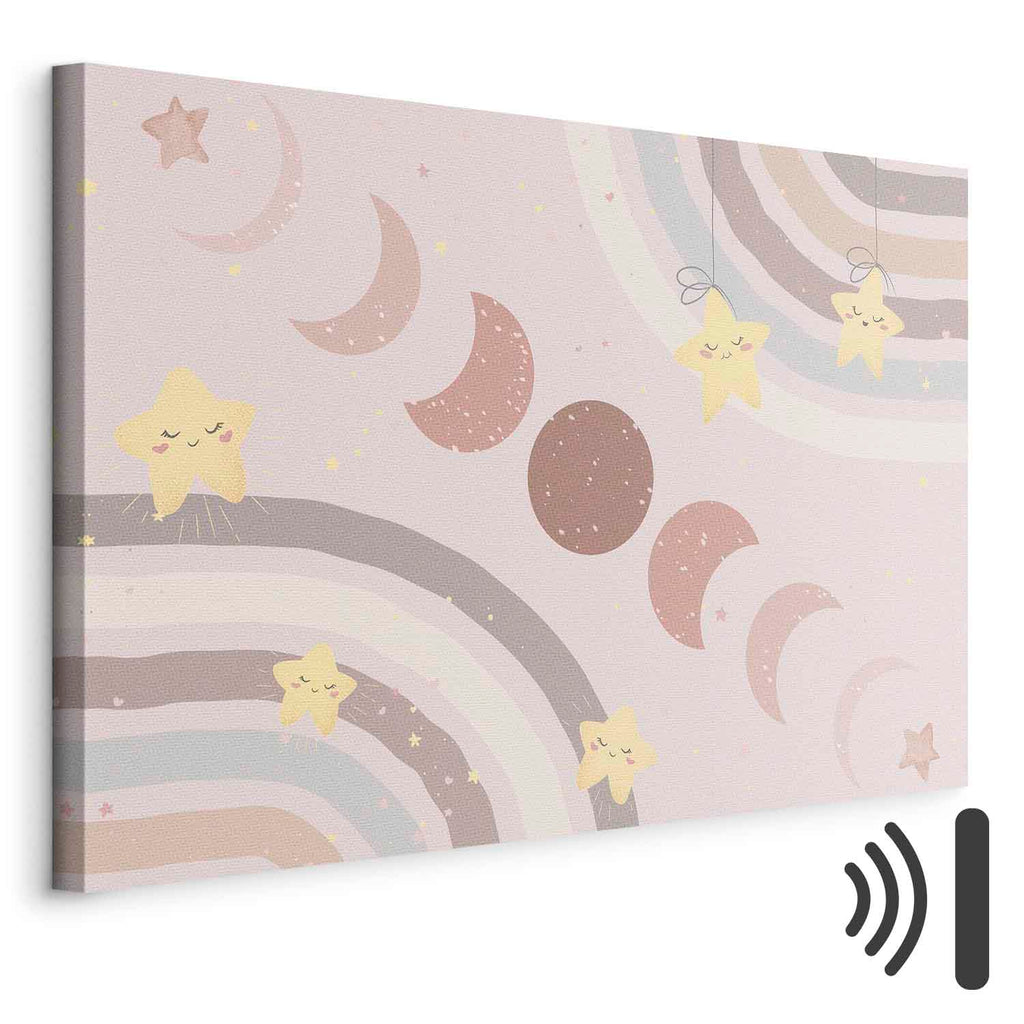 Rainbow and Moon Phases Kids Canvas Print