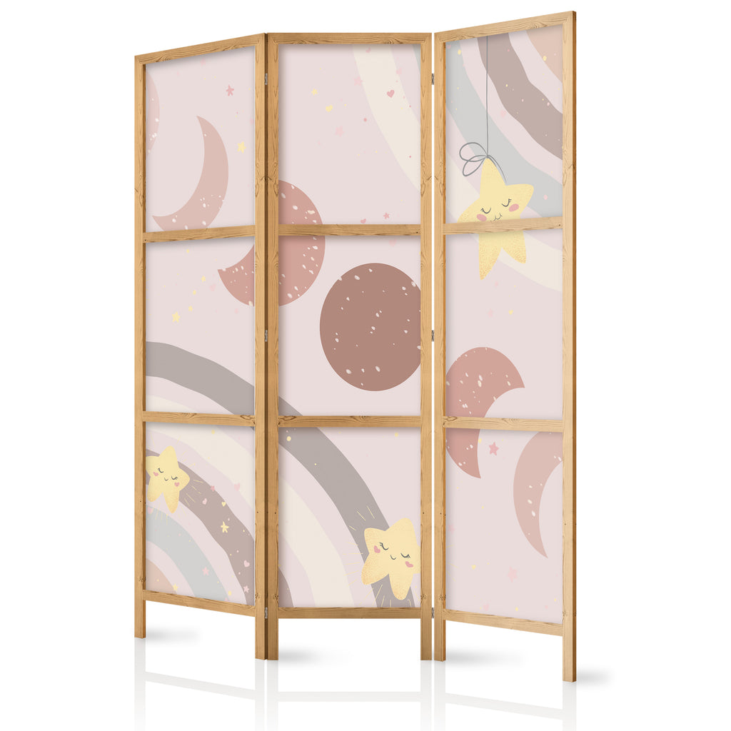 Japanese Room Divider - Joyful Sky with Stars and Rainbow