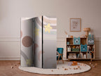 Room Divider 3-panel Beige Grey 135x172 - Joyful Sky
