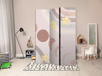 Room Divider 3-panel Beige Grey 135x172 - Joyful Sky