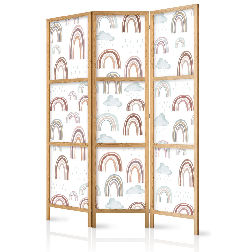 Japanese Room Divider - Rainbows and Clouds