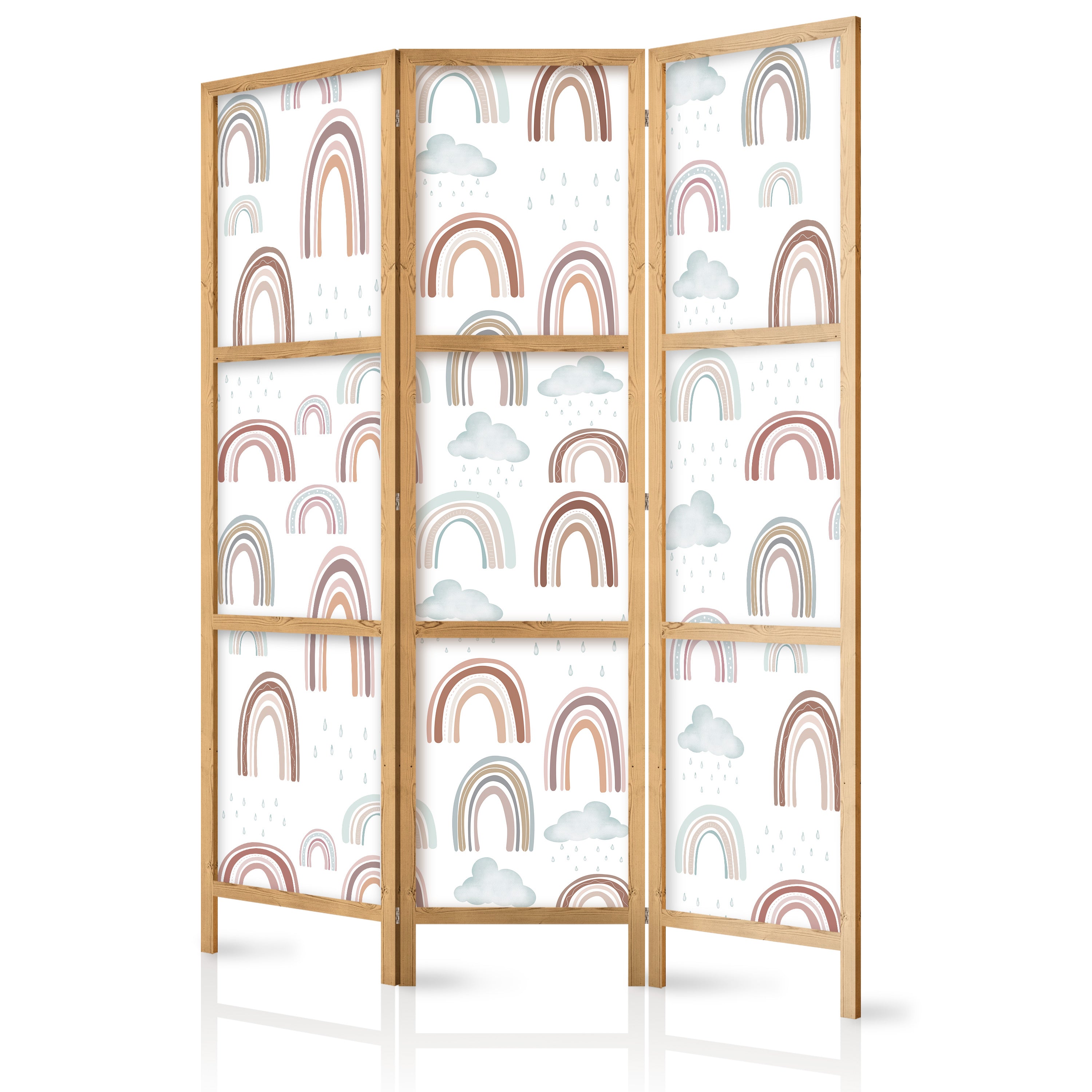 Japanese Room Divider - Rainbows and Clouds