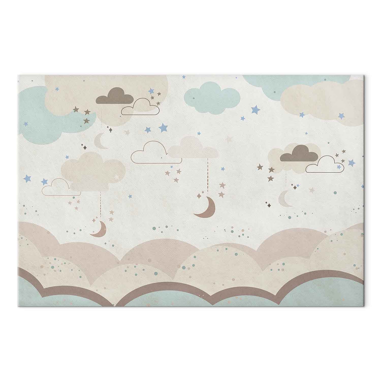 Cloudy Night Sky Moons Canvas Print