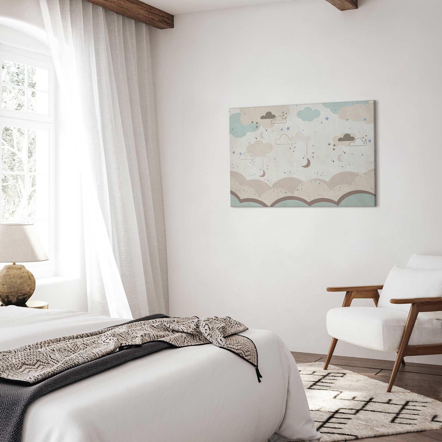 Cloudy Night Sky Moons Canvas Print