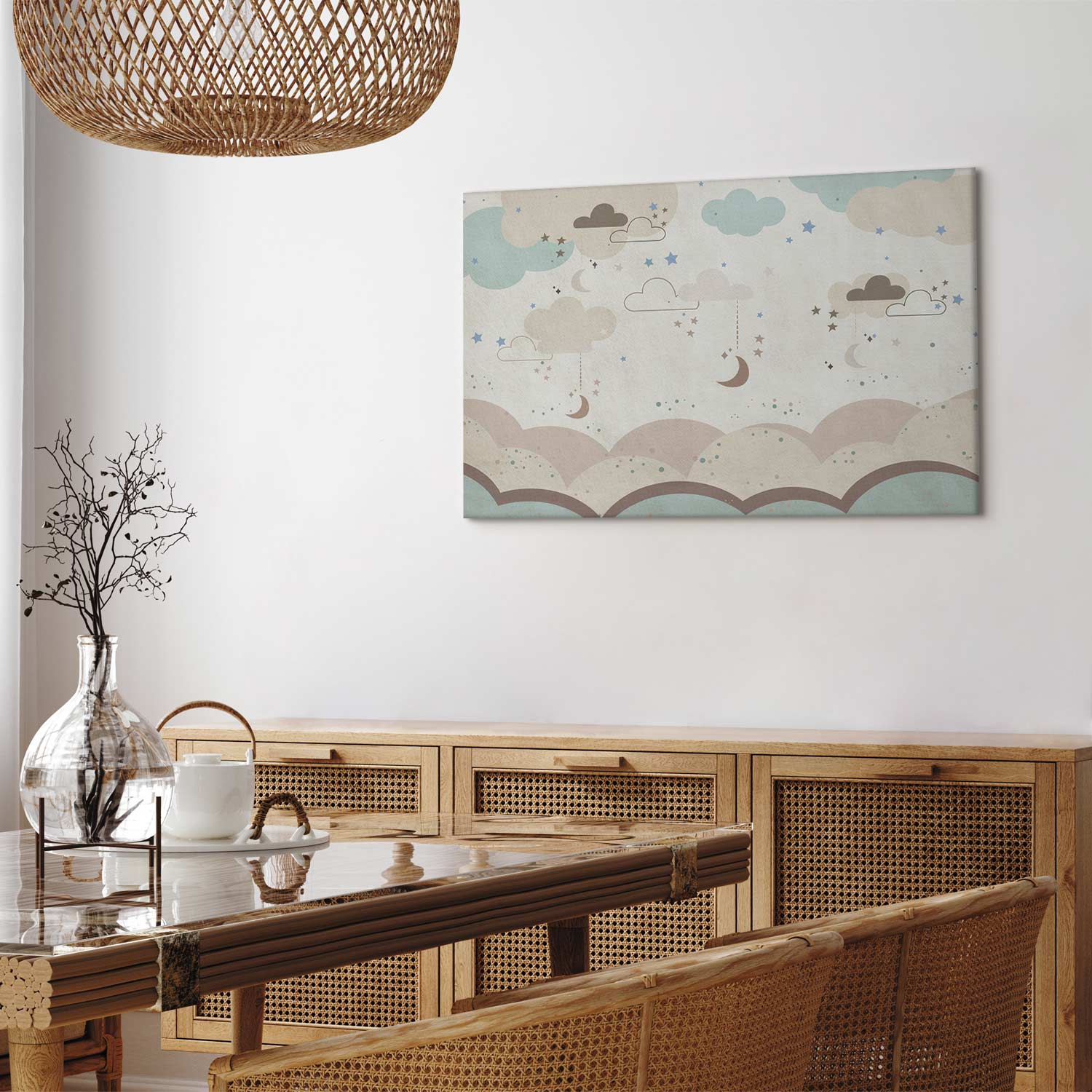 Cloudy Night Sky Moons Canvas Print