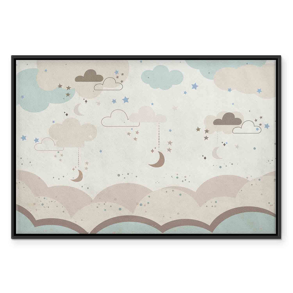 Cloudy Night Sky Moons Canvas Print