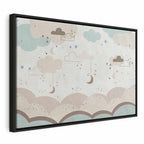 Leinwanddruck – Bewölkter Nachthimmel mit Monden in Braun und Beige