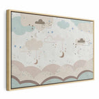 Leinwanddruck – Bewölkter Nachthimmel mit Monden in Braun und Beige