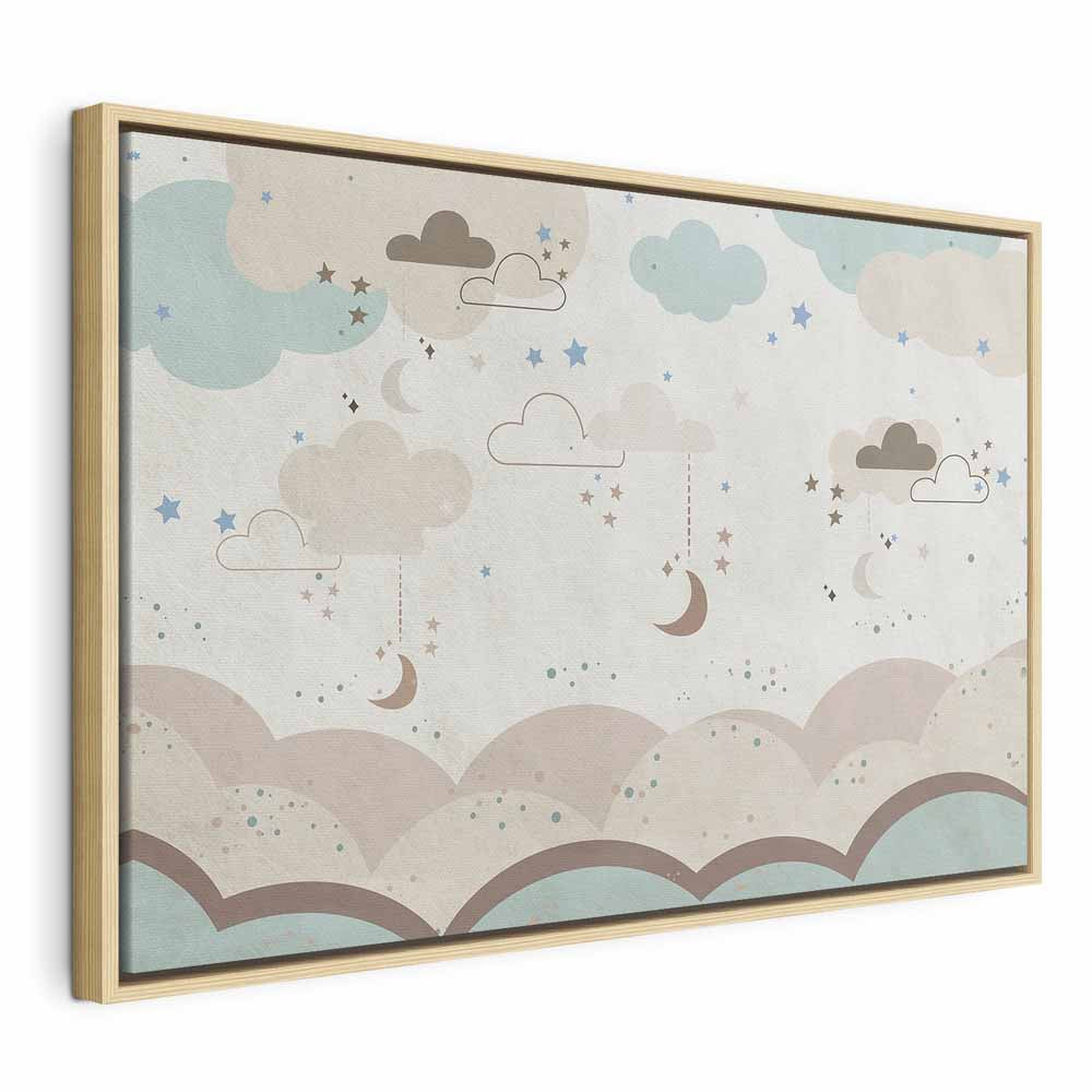 Leinwanddruck – Bewölkter Nachthimmel mit Monden in Braun und Beige