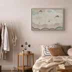 Leinwanddruck – Bewölkter Nachthimmel mit Monden in Braun und Beige