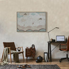 Leinwanddruck – Bewölkter Nachthimmel mit Monden in Braun und Beige