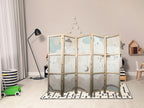 Japanese Room Divider - Cloudy Night Sky with Moons and Stars