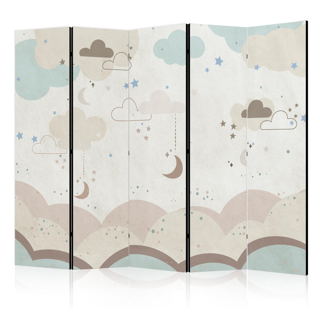 Room Divider - Cloudy Night Sky, 5-Panel, For Children