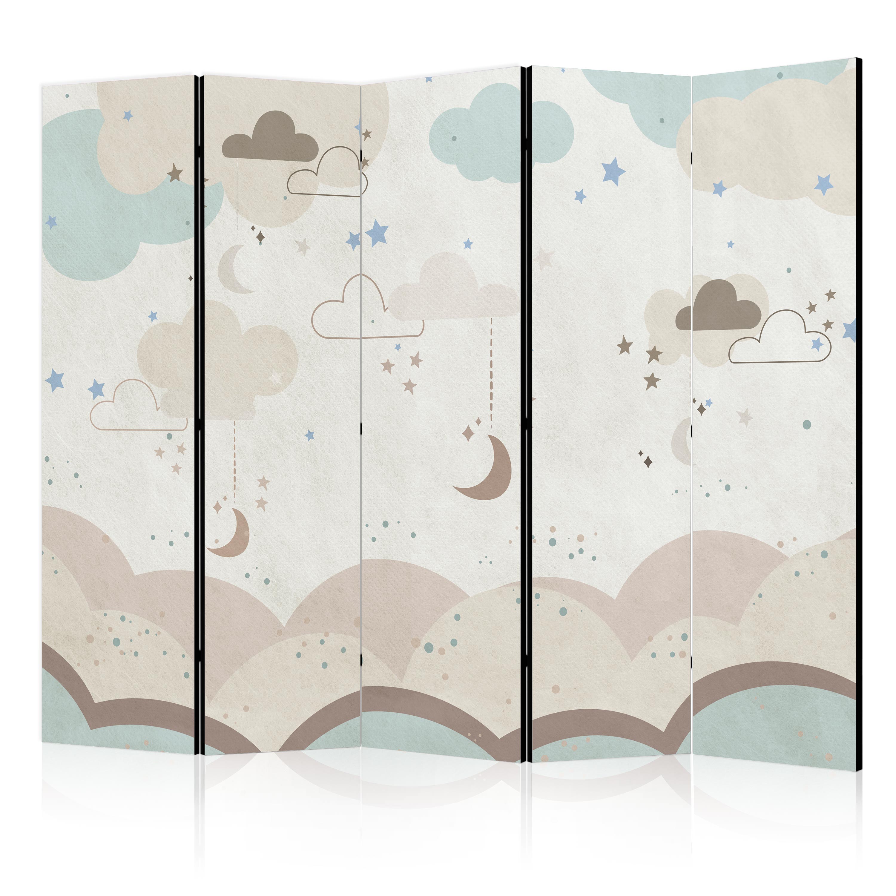 Room Divider - Cloudy Night Sky, 5-Panel, For Children