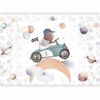 Wall Mural Teddy Bear in a Racing Car for Children