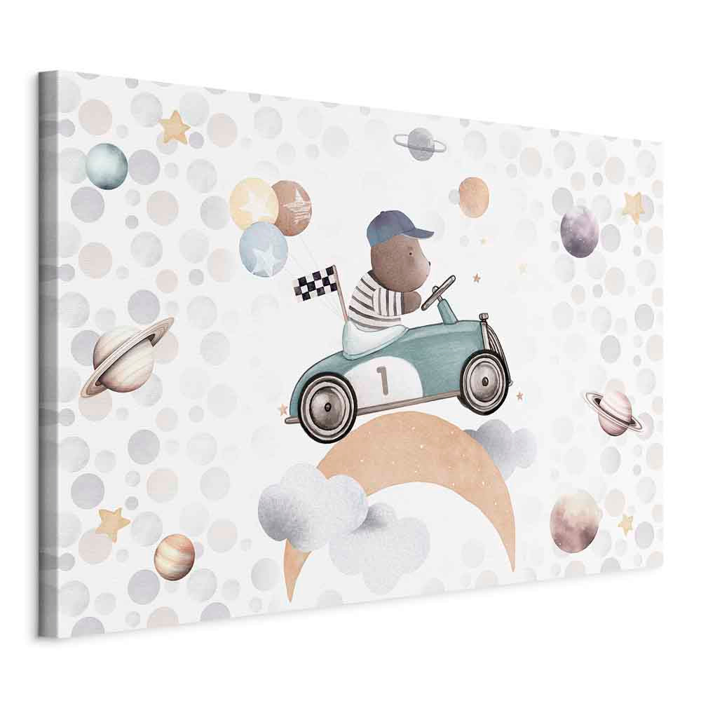 Canvas Print Galactic Races Bear in Pastel Space