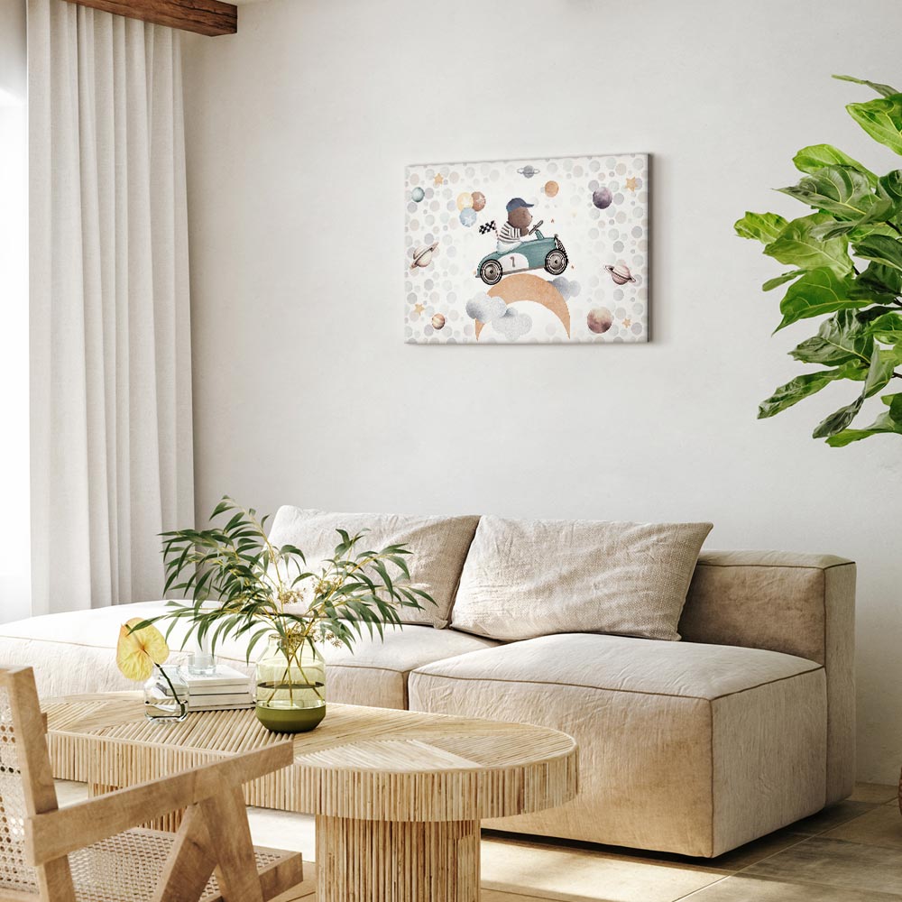 Canvas Print Galactic Races Bear in Pastel Space