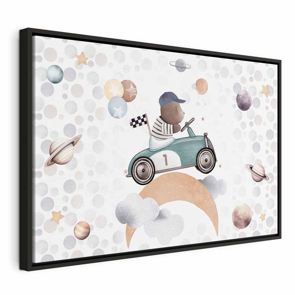 Canvas Print Galactic Races Bear in Pastel Space
